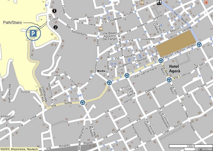 Map with directions to Biella Piazzo